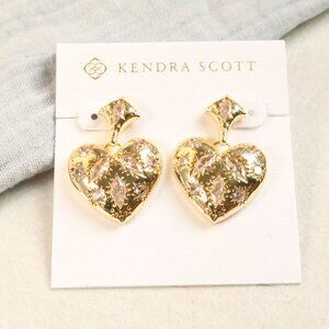 Kendra Scott Holland Heart Gold Earrings White CZ